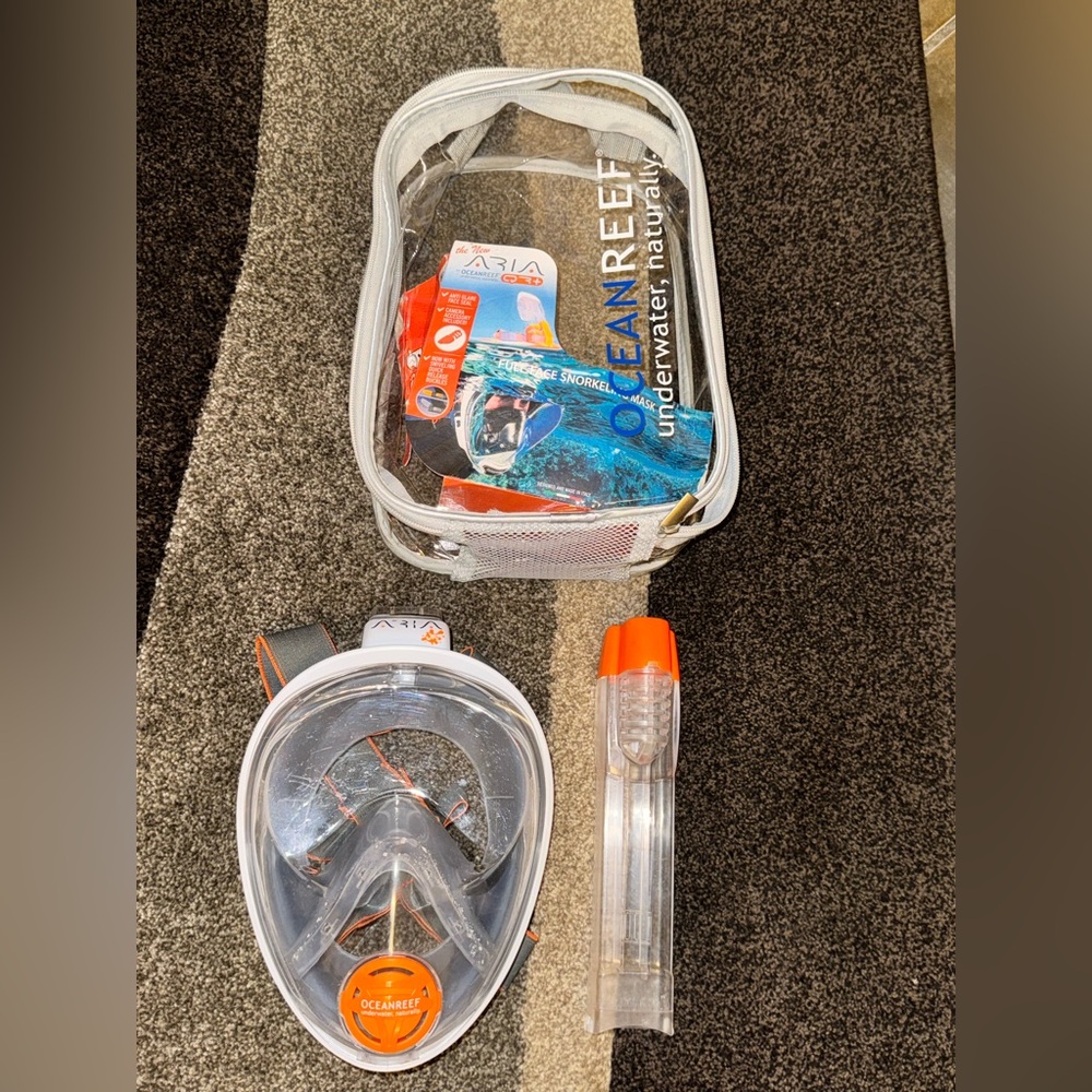 Ocean Reef ARIA JR Full Face Snorkeling Mask White and Orange